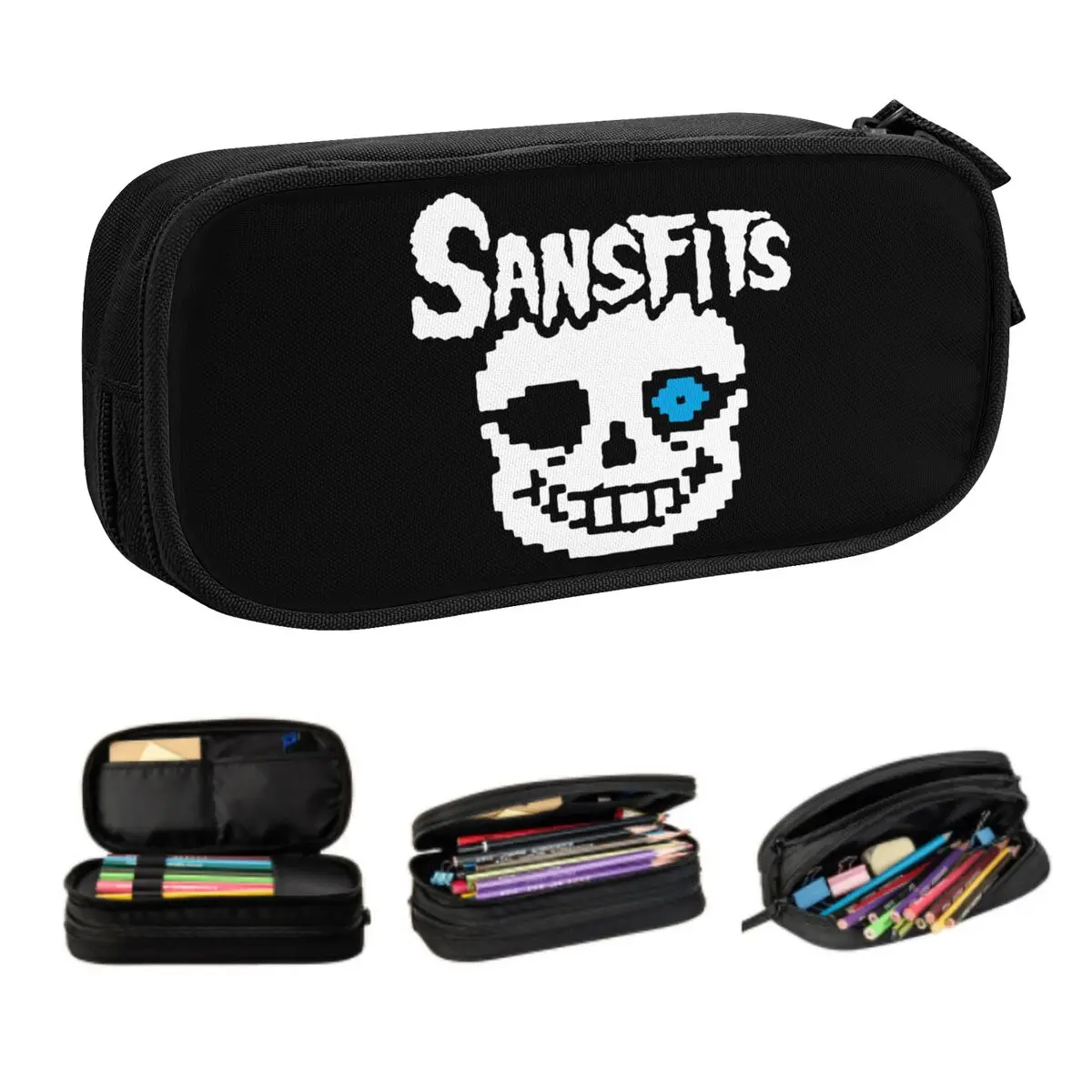 Custom Kawaii Sansfits Bad Time Pencil Case for Boys Gilrs Large Capacity Undertale Sans Pencil Bag School Supplies