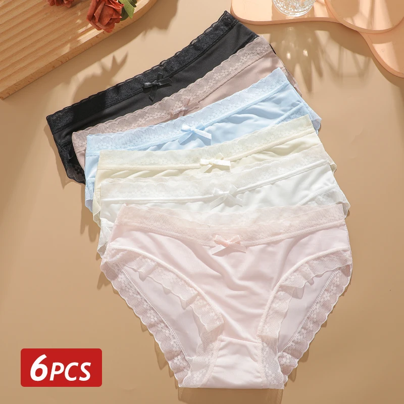 6 Teile/satz Frauen Sexy Spitze Perspektive Höschen Niedrige Taille Nahtlose Slip Damen Ultra Dünne Dessous Weibliche Bequeme Unterwäsche