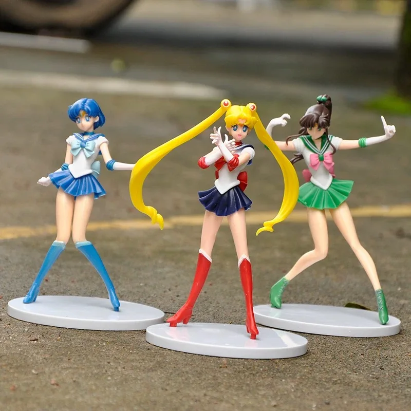 5 unids-set Sailor Moon figura de acción versión Q Kawaii Sailor Mars Júpiter Mercury Venus modelo colección de juguetes muñeca decoración de escritorio
