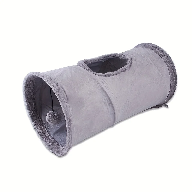 Cat Tunnel Durable Suede Collapsible Cat Play Tube Toys with Play Ball Indoor Cat Play Tunnel