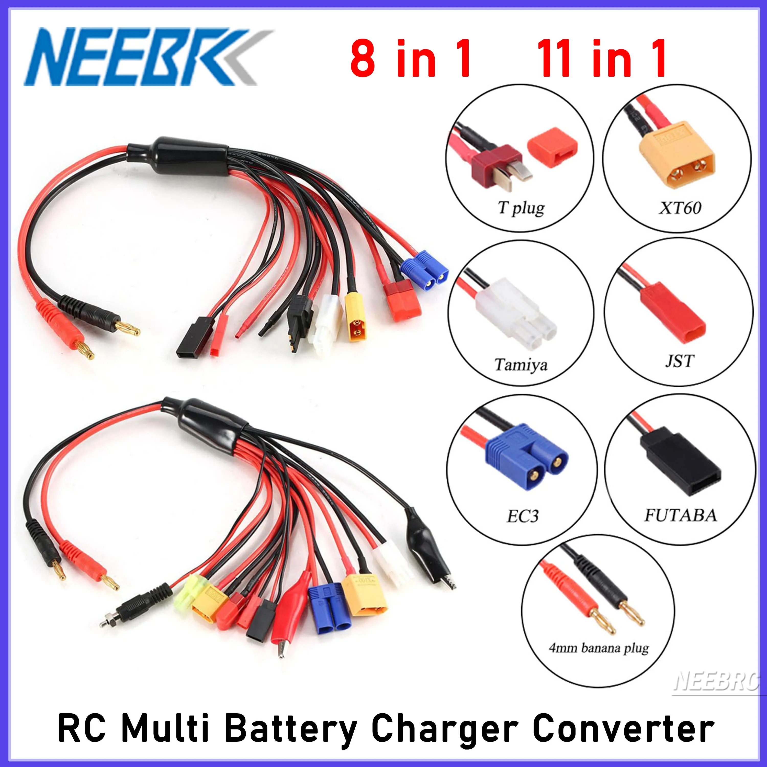 8 in 1/ 11 in 1 Battery Charger Converter Cable RC Multi Lipo Adapter Line 4.0mm Banana T/XT60/Tamiya Plug for IMAX B6 B6AC Car