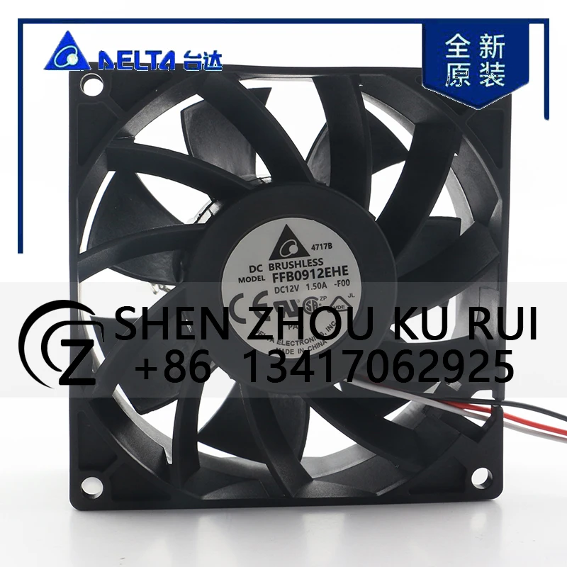 

Delta 24V 48V DC12V 1.50A AC EC 9038 90X90X38MM 9CM Violent Dual Ball Bearing High air Volume Chassis FFB0912EHE-F00 Cooling Fan