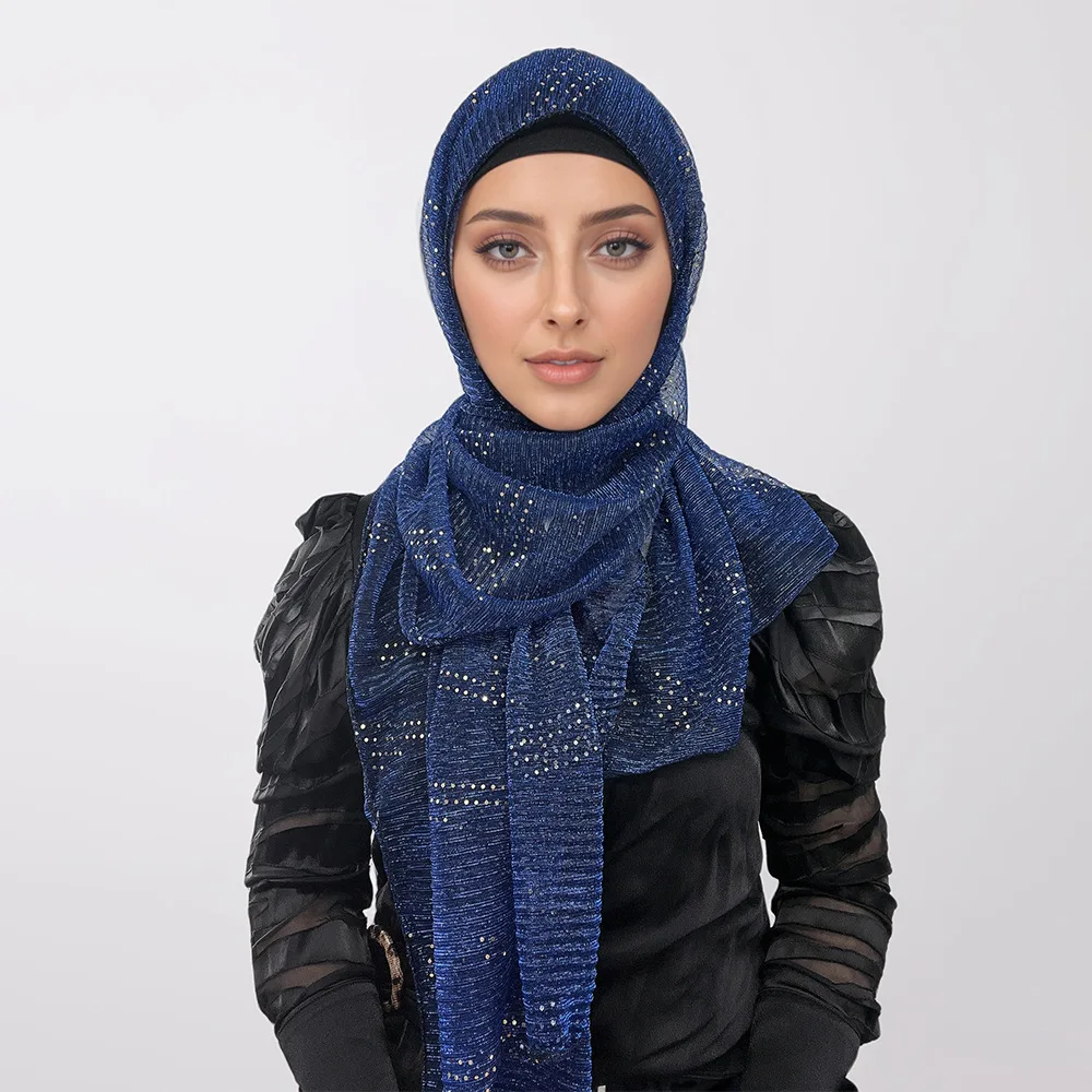 Sequined Hijabs for Women Scarf Thin Headscarf Dubai Malay Muslim Fashion Headscarf Foulard Femme Hijab Voile Hoofddoek Bandana