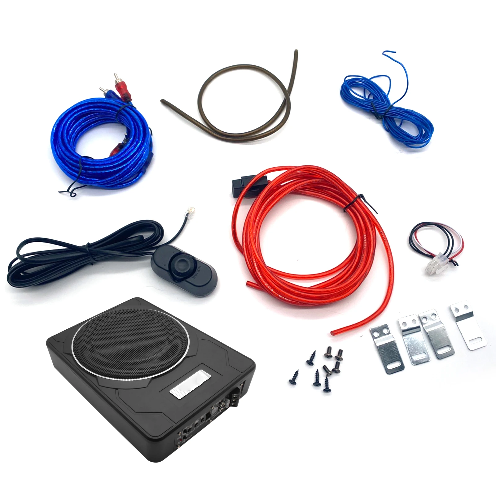 Subwoofer Amplifier 10" 1200W Car Subwoofer 12V Slim Under Seat Powered Bass Speaker Amp Installation Kit Built in Amplifier