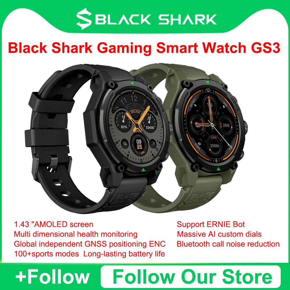 

[World Premiere]Blackshark GS3 Smart Watch Global Version 1.43" AMOLED Display 5ATM AI Watch Faces GPS Satellite Positioning