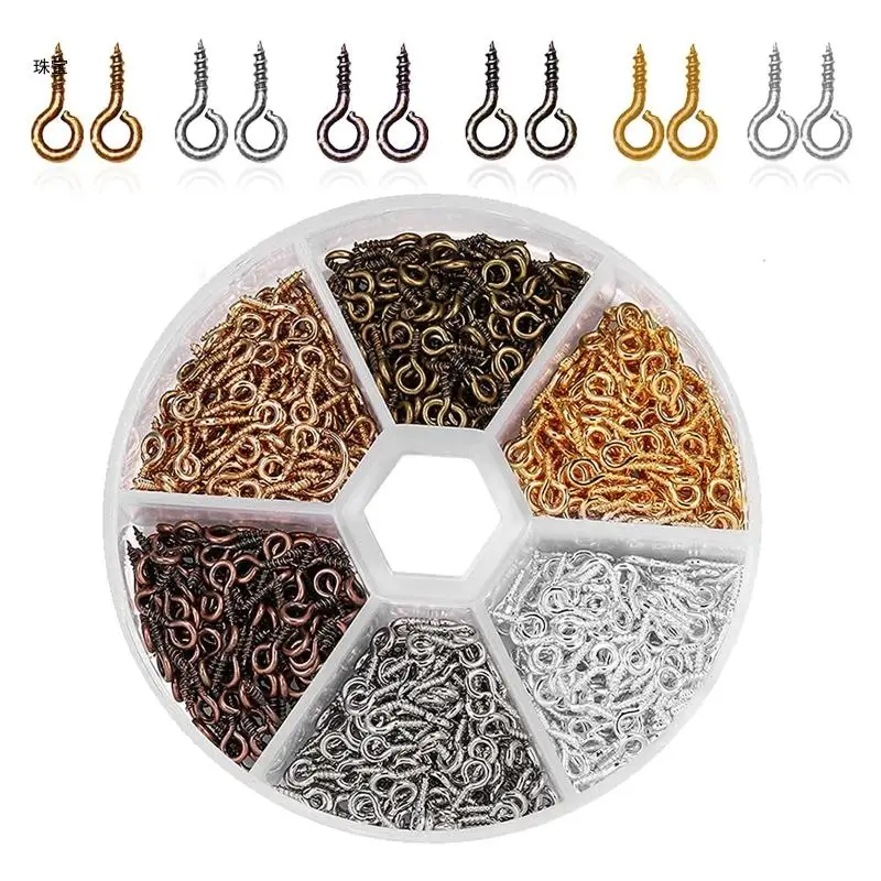 

X5QE 600 Pcs/box Screw Eye Nails Closed Sheep Eye Needle Jewelry Accessories Horn Hook 9 Word Horn Pendant