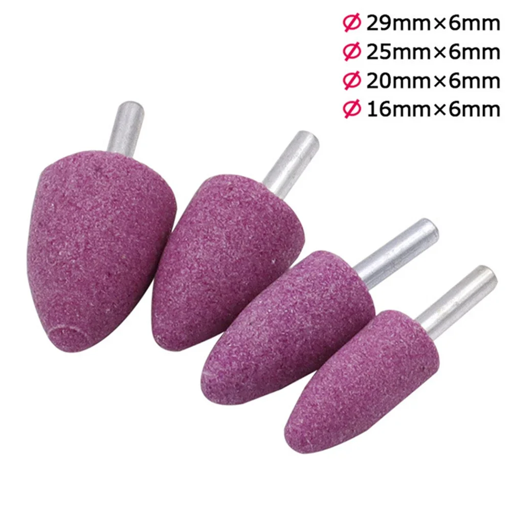 1Pcs 6mm Shank Red Corundum Conical Grinding Head Metal Abrasive Tool Polished And Rust Removed Accessories Power Tool Parts