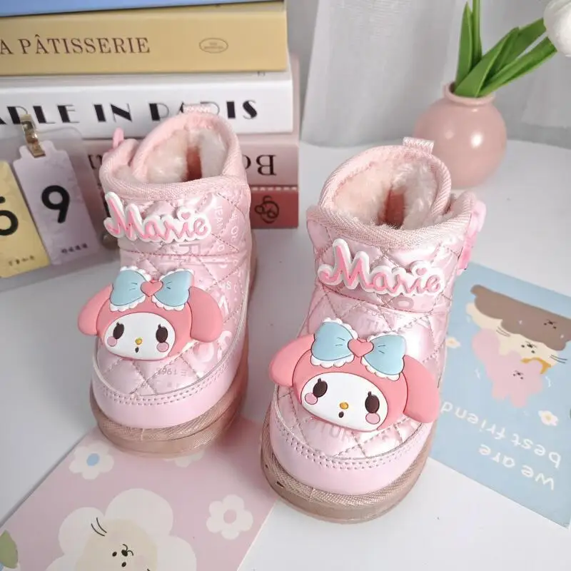 รองเท้าบูทหิมะเด็กแบบใหม่ ลายการ์ตูนน่ารักสไตล์มายเมโลดี้ แฟชั่นกันหนาวบุขนนุ่ม กันน้ำ กันลื่น เหมาะสำหรับนักเรียน