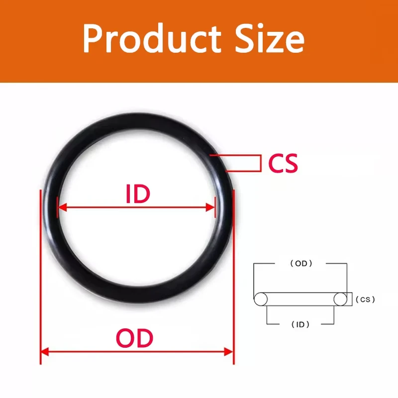 Thickness2/3/5mm NBR O Ring OD 8-105mm Acid Alkali Water and Friction Resistance Nitrile Rubber O-Ring Seal Gasket Waterproof