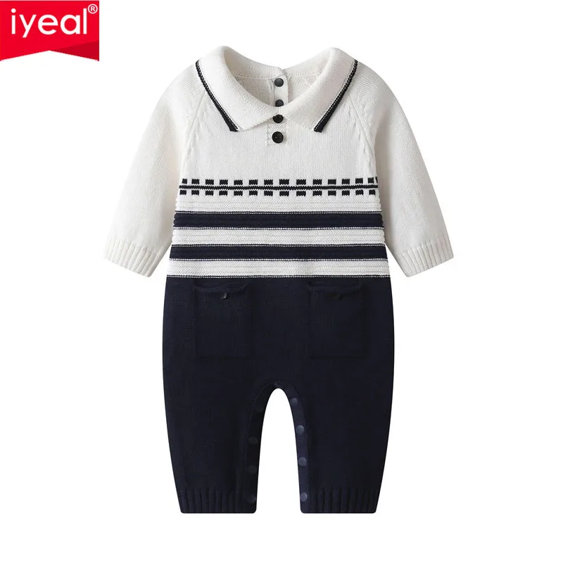 

IYEAL Baby Knitted Rompers Newborn Infant Boys Knitted Jumpsuits Long Sleeve Toddler Autumn Overalls Children Outfits