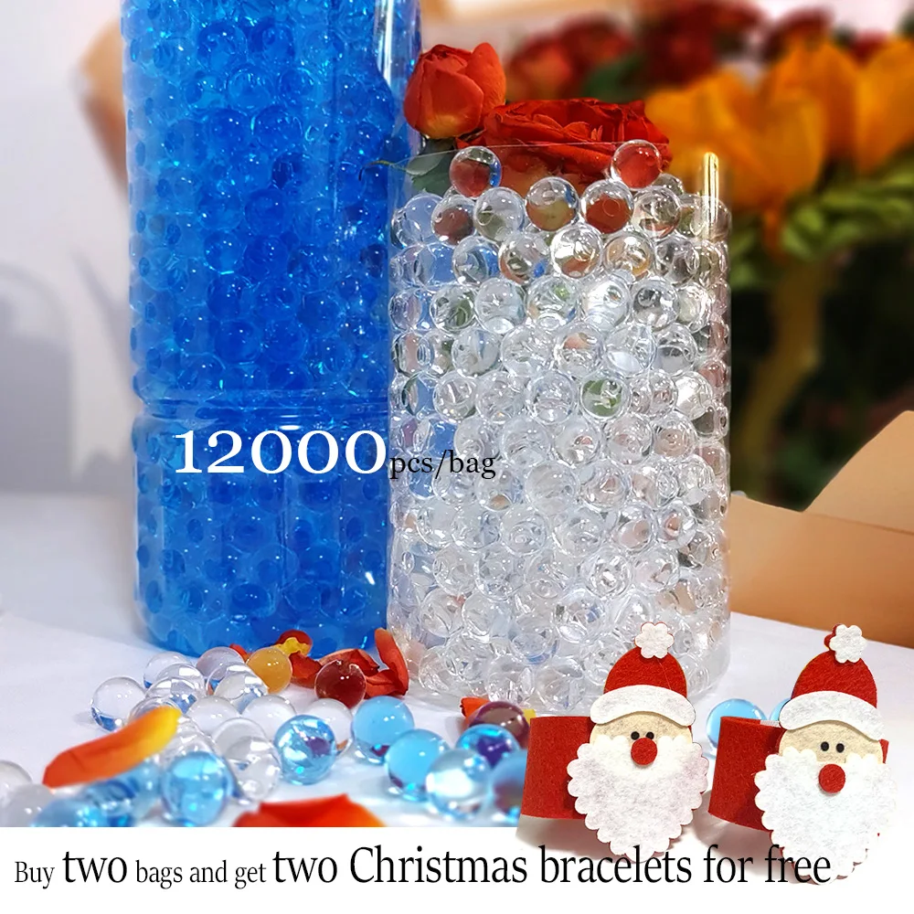 12000 PCS/Bag Hydrogel Pearl Shaped Crystal Soil Water Beads Bio Gel Ball For Flower/Weeding Mud Growing Magic Jelly Balls