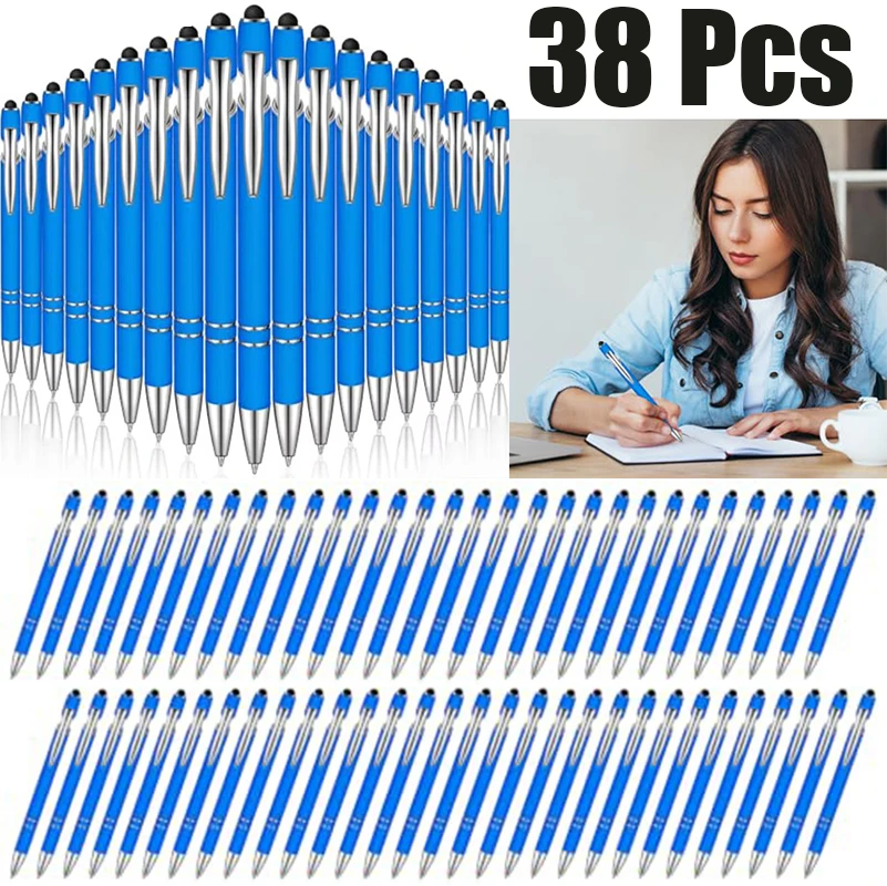 38-pezzi-penne-a-sfera-blu-2-in-1-con-stilo-per-touch-screen-corpo-in-metallo-ergonomico-con-superficie-morbida-penna-retrattile-per-scrittura