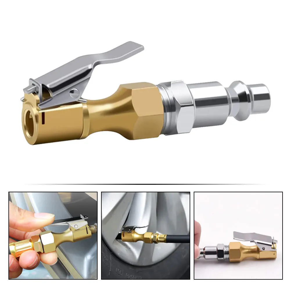 

Quick Connect Male Head Tire Chuck Air Compressor Fittings Nozzles Locking Clip Adapter Fast Release Portable Design Car Bicycle