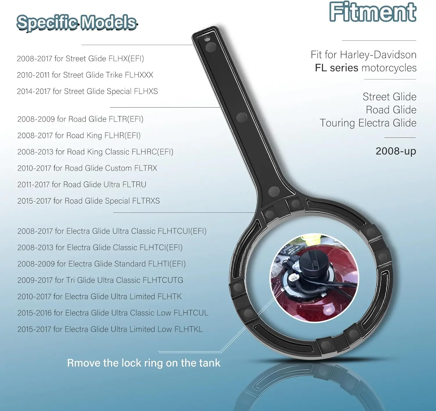 492 Fuel Tank Lock Ring Tool Fuel Pump Removal Tool Comapatible for Harley-Davidson FL Series Motorcycles Touring Electra Glide view 2