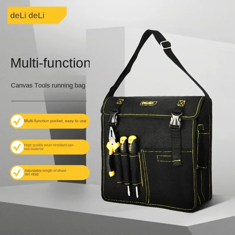 Deli 1Pcs Adjustable Strap Tool Bag Multifunction Equipment Repair Interior Renovation Electrician Portable Oxford Cloth Toolbag