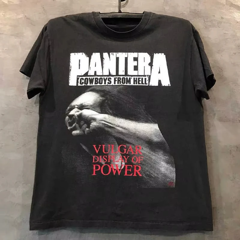 Pantera Pandora Band European and American Rock Heavy Metal Peripheral Short Sleeve Hiphop Fried Street Women's Trend T-Shirt