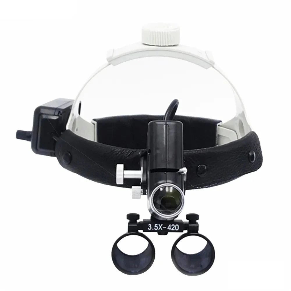 3.5X Dental Optical Magnifier Lamp Surgical Binocular Loupe with Headband LED Headlight