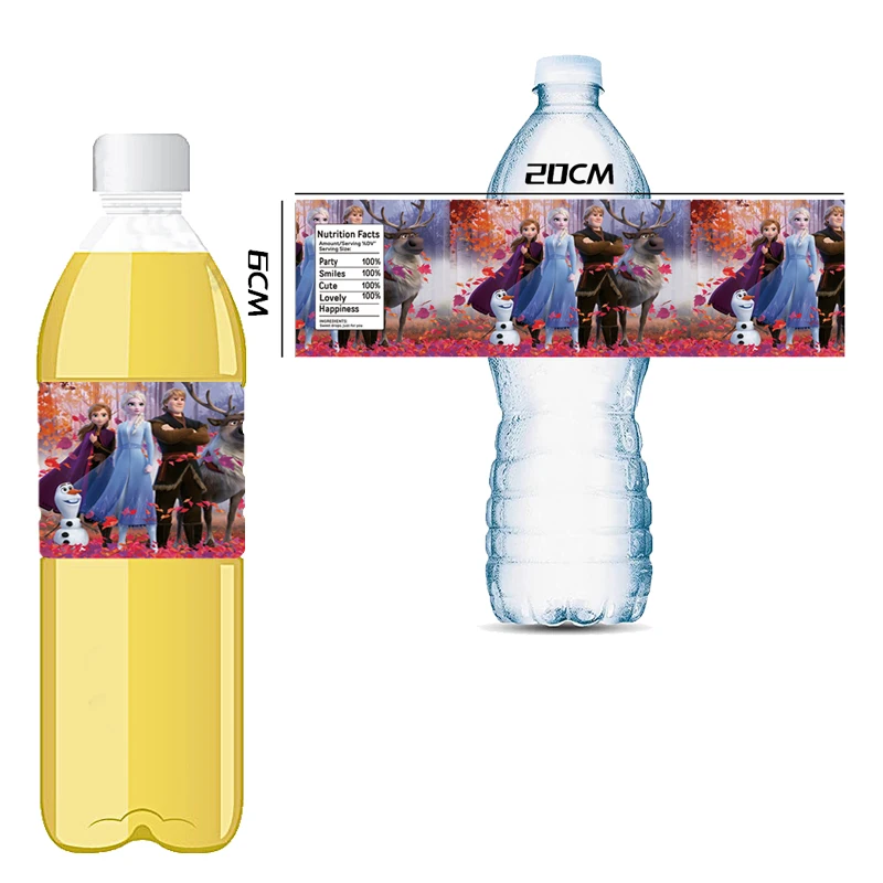 Stiker Frozen Elsa dekorasi pesta ulang tahun cetak kartun stiker botol Frozen cangkir jus botol beku label dekorasi bungkus