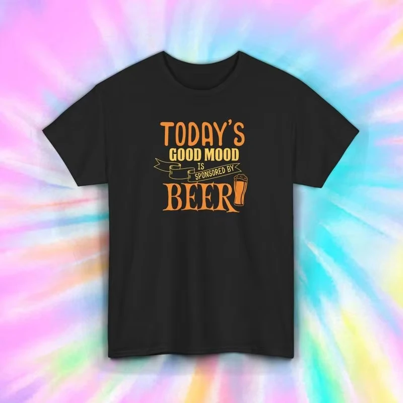 

Motorcycle Today's Good Mood is sponsored by Beer T-Shirt Funny Drinking Party 2025 Funny Printed Men's T-Shirt