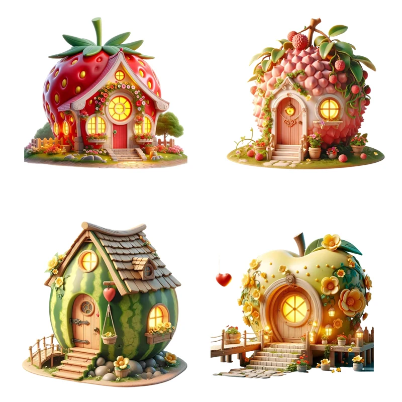 Three Ratels CV318 Interesting Fruit House Fairy Tale House Cartoon Sticker Self pasting