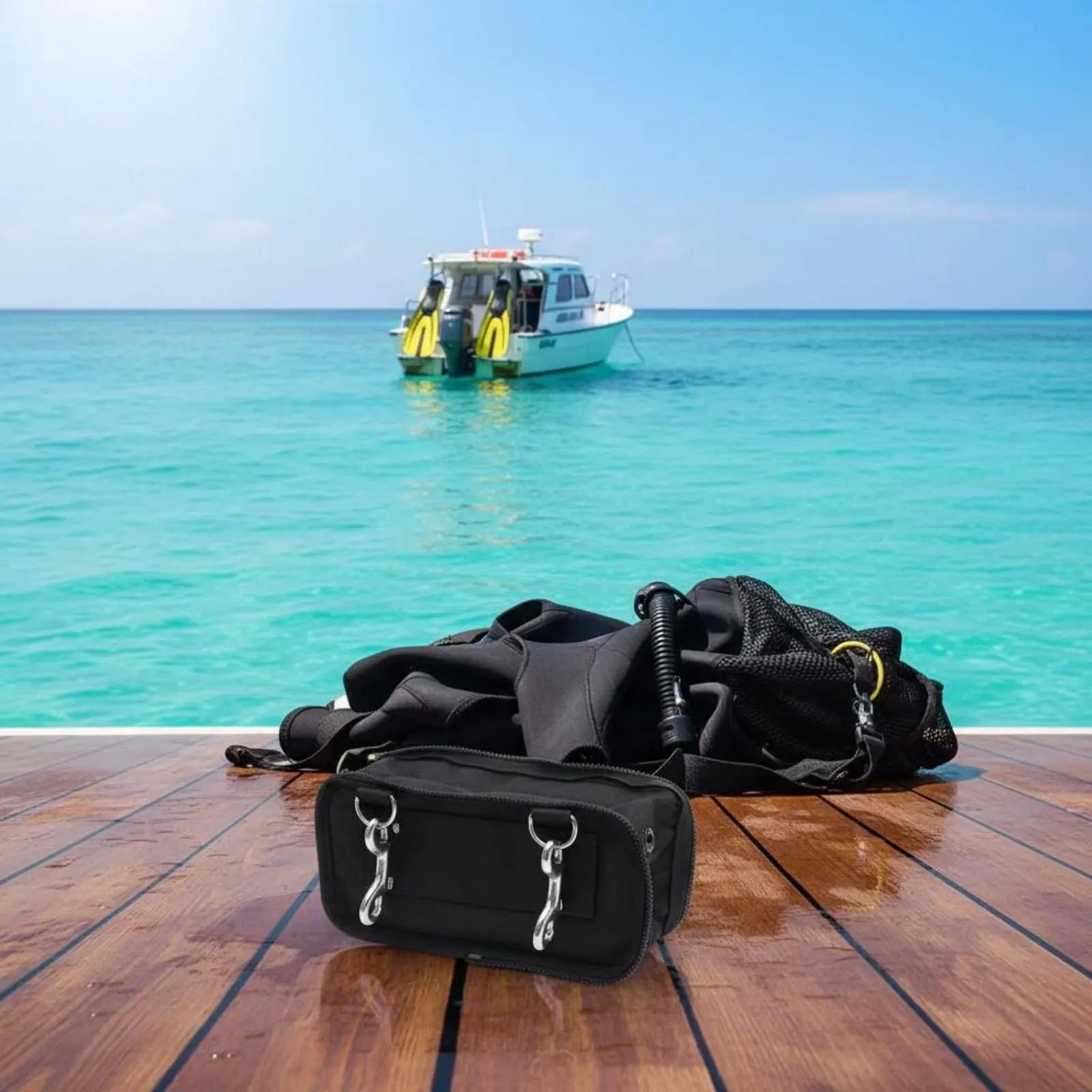 Side-Mount BCD Pouch 1680D Nylon Scuba Side Mount Pouch SS316 Hooks Dive BCD Storage Bag for Scuba Diving Snorkeling view 2