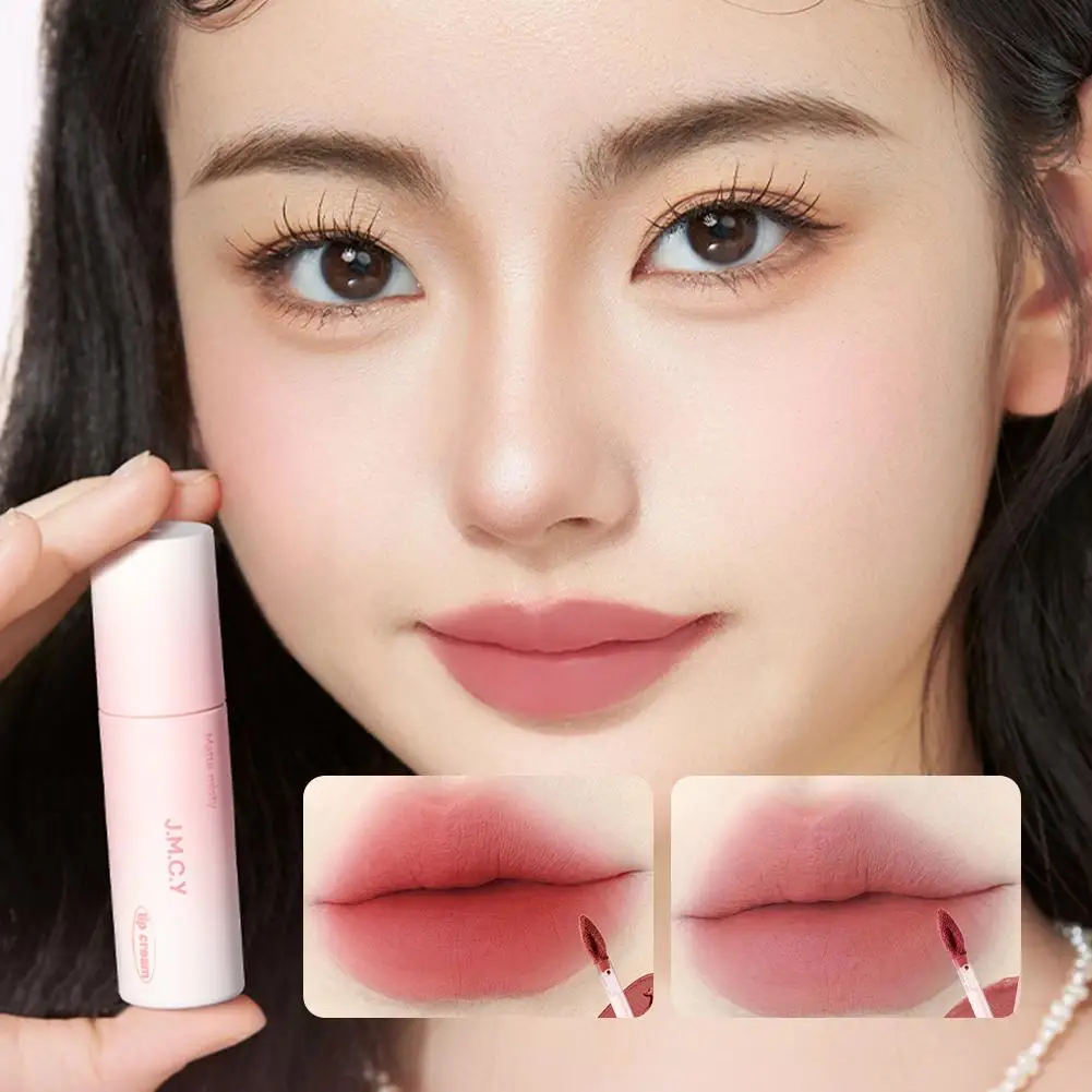 ふわふわベルベットソフトリップグレーズ液体口紅防水グレーズティントノンスティック非退色ロングカップマッド持続ペーストリップ R2Y9