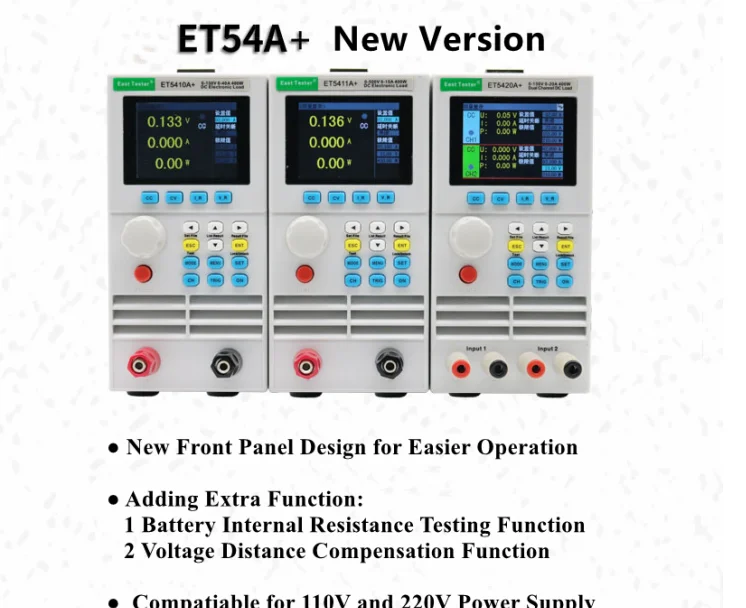 East Tester ET5420A+ 2 Channels Electronic Load Tester, 2x200W Input 0-150V / 0-20Ax2 Programmable USB Battery Capacity Tester