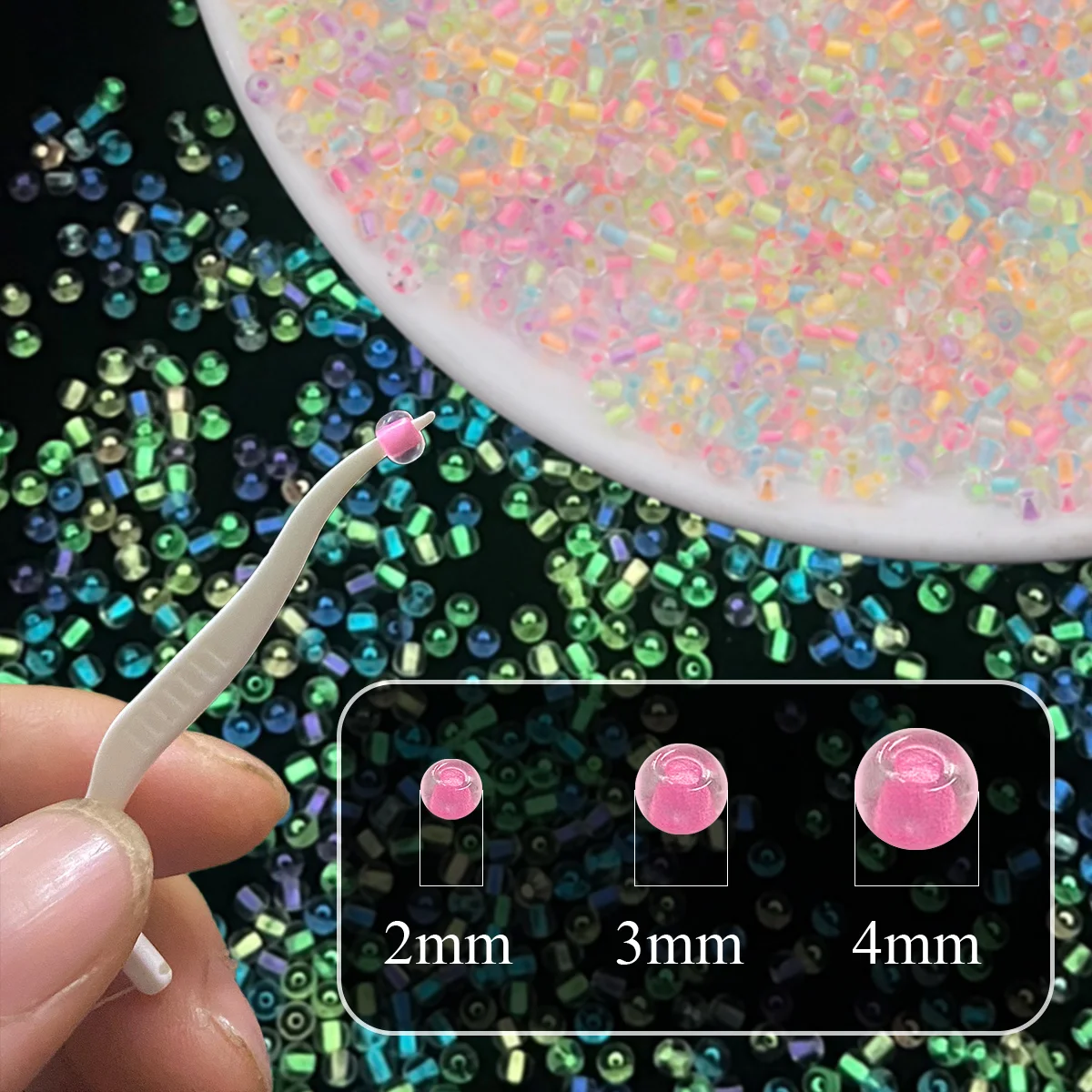 2/3/4mm Glass Luminous Beads (Glow-in-The-Night Seed Beads) - DIY Jewelry Making(Necklace/Bracelet)Handmade Accessories 11g/Bag