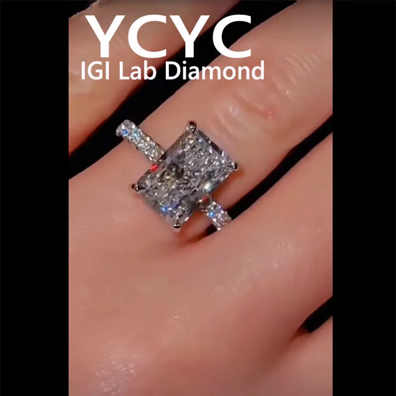 Luxury Lab Grown Diamond 3 4 5Ct Ring Solid14K White Gold Radiant Cut Diamond CVD HPHT DEF VS-VVS Wedding band