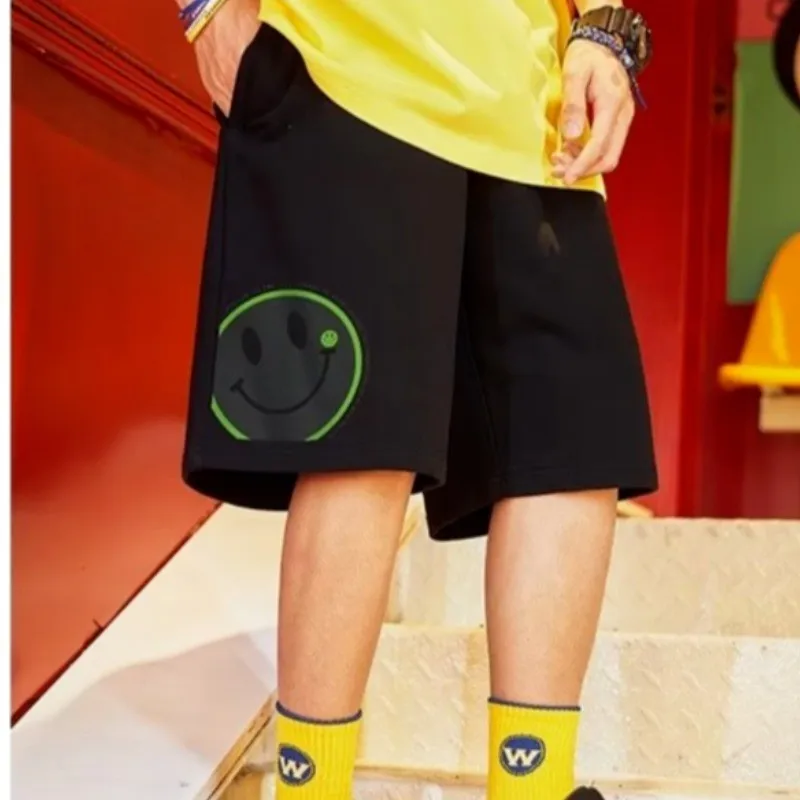 M-5XL New Smiling Face Printed Shorts For Men Oversized Casual Shorts Fashionable And Versatile Straight Leg Pants