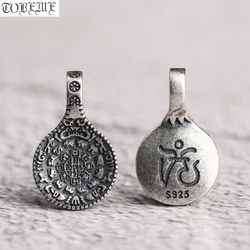 Tibetan 925 Silver Nine Direction Eight Symbols Charm Tibetan OM Small Pendant Amulet