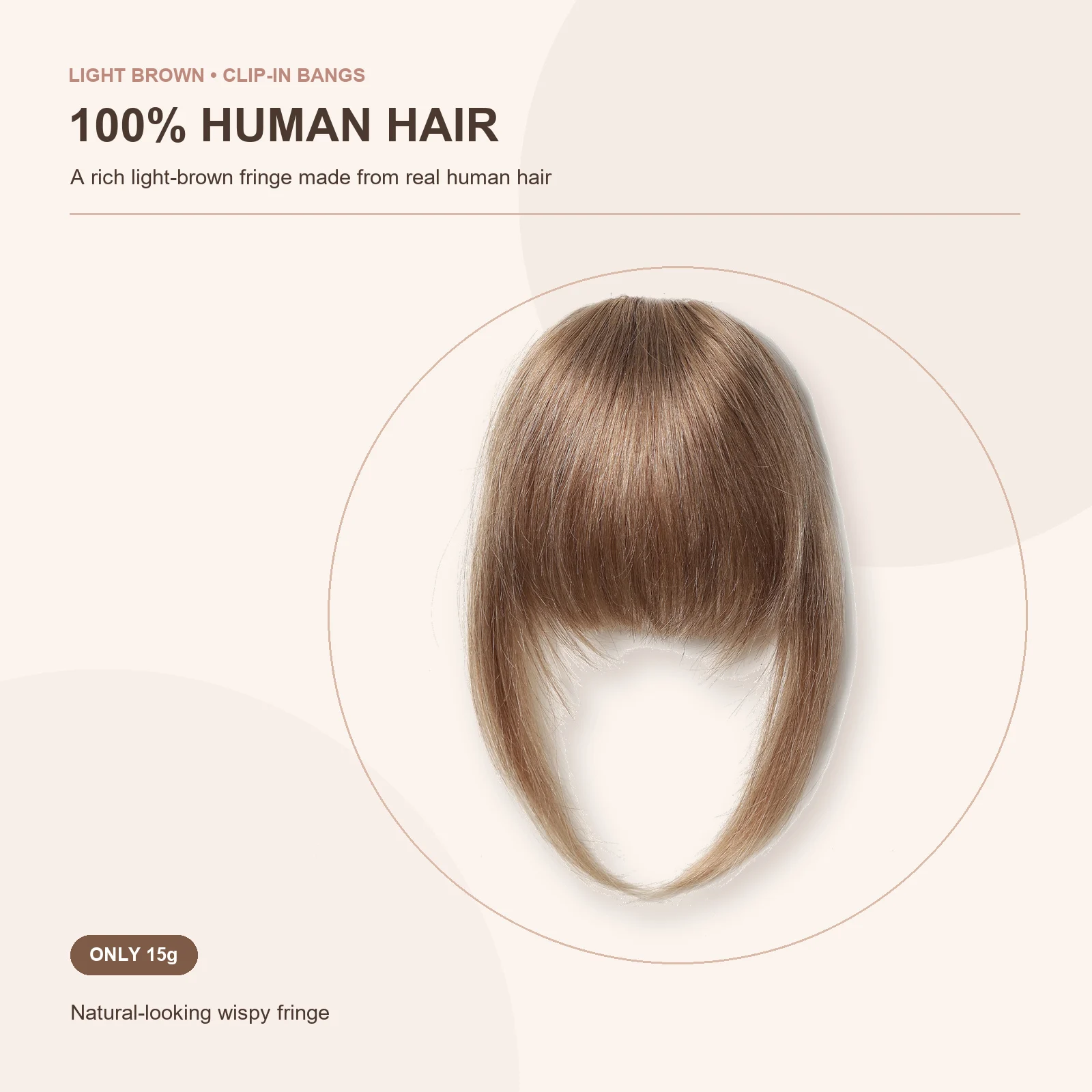 100% Human Hair Clip-In Wispy Bangs Natural-Looking Fringe Hair Extension with Face-Framing Side Pieces for Women