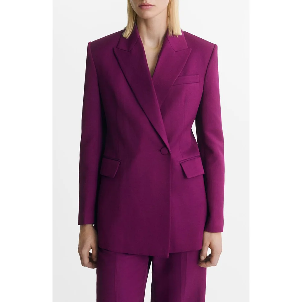 

Purple Single Button Notched Women Set New Female Two Pieces (Blazer+Trousers) Formal Evening Party Suit Daily Office Lady Set