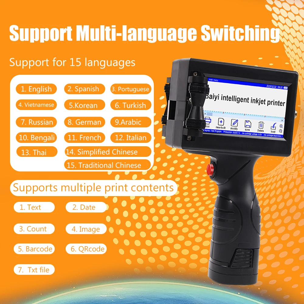طابعة نفاثة للحبر المحمولة تاريخ الدفعة رقم الشعار صورة كلمة Barocde QR Code آلة الترميز النافثة للحبر #3