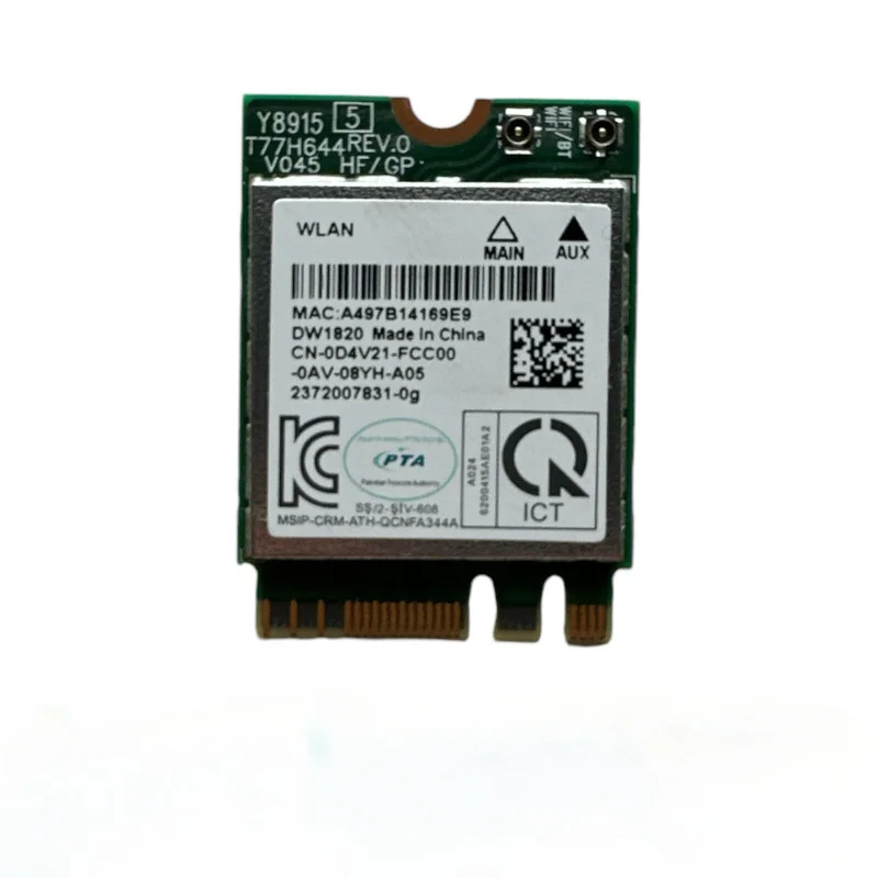 For DELL Inspiron 14 5402 5405 WLAN WiFi Network Wireless Card DW1820 GRADE A