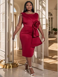 Vestidos de Cóctel formales sin mangas para mujer, vestido Midi con volantes de flores grandes, cena de cumpleaños, vestido de boda para invitados de Damas africanas