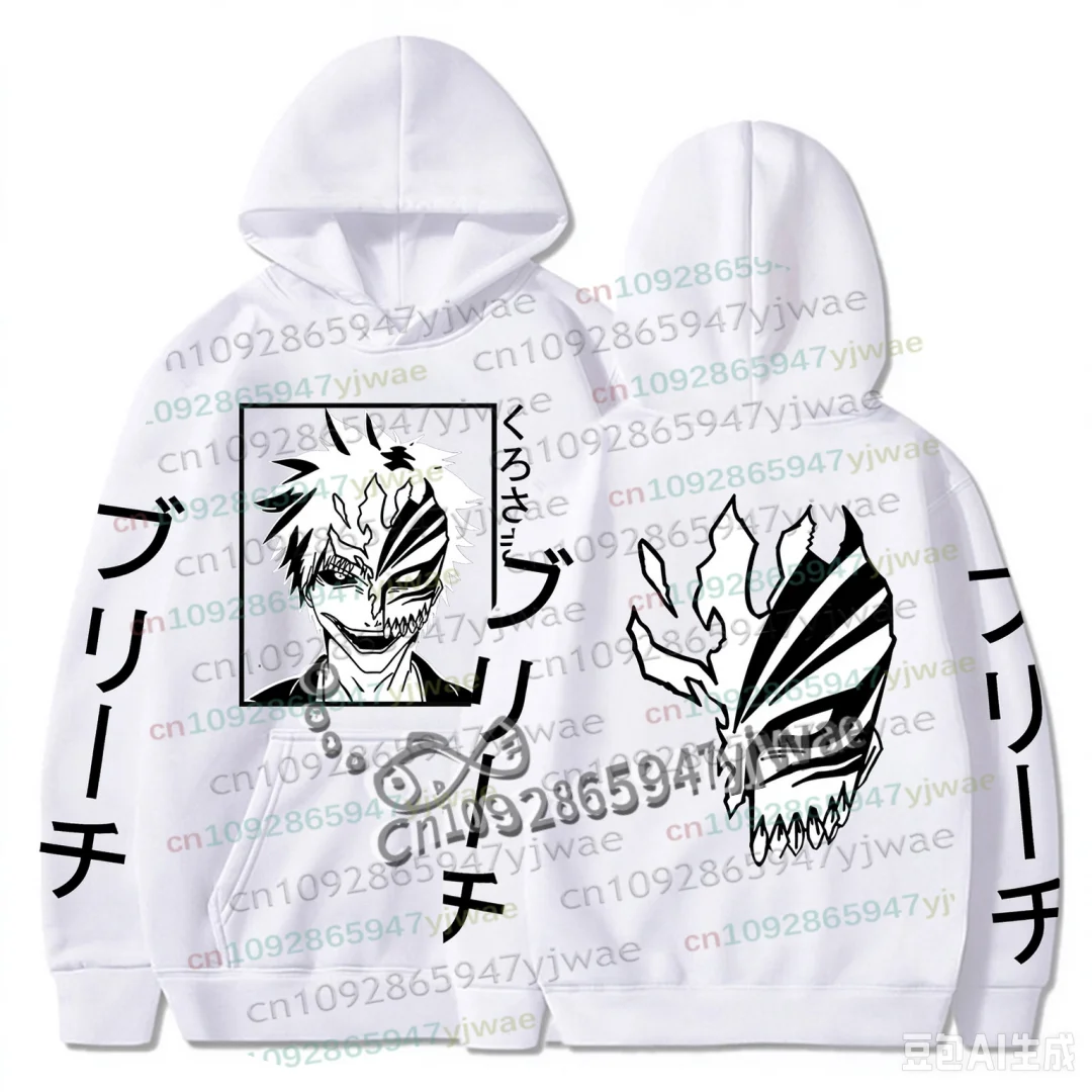 Anime Bleach Kurosaki ichigo Harajuku Hoodies Gothic Cartoon Manga Mask Graphic Men Women Winter Long Sleeve Pullover Sweatshirt
