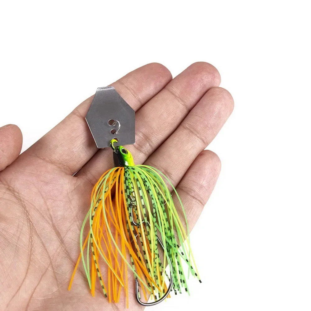 1 stücke Angeln Lockt 100mm 11g Klinge Metall Köder Mit Gummi Rock Künstliche Wobbler Buzzbait Jigging Locken spinner Löffel Für Hecht