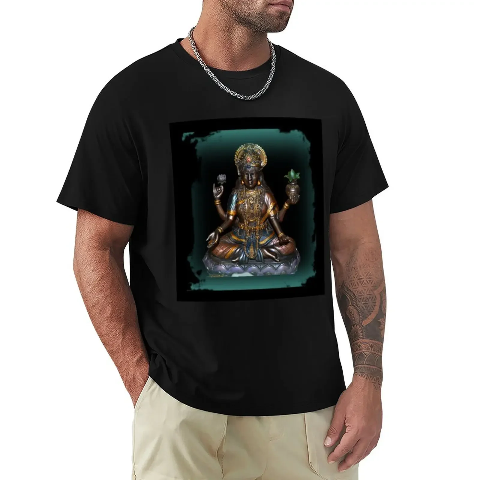 Lakshmi Hindu Goddess T-Shirt tops blanks shirts graphic tees men clothes Cotton Luxury brand vintage oversized