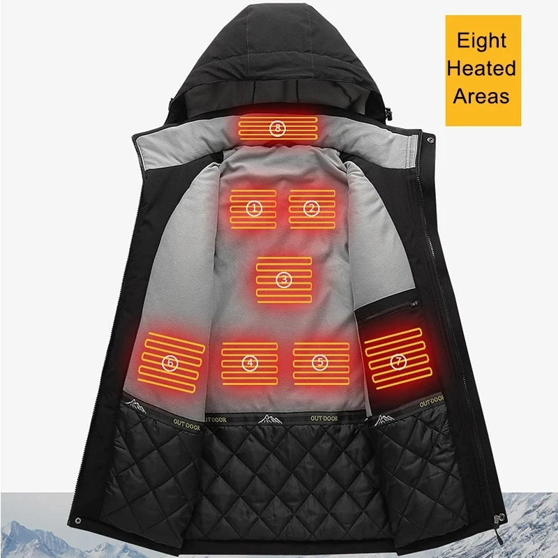 15 Areas Heated Jacket USB Men\'s Women\'s Winter Outdoor Electric Heating Jackets Warm Sports Thermal Coat Clothing Heatable Vest