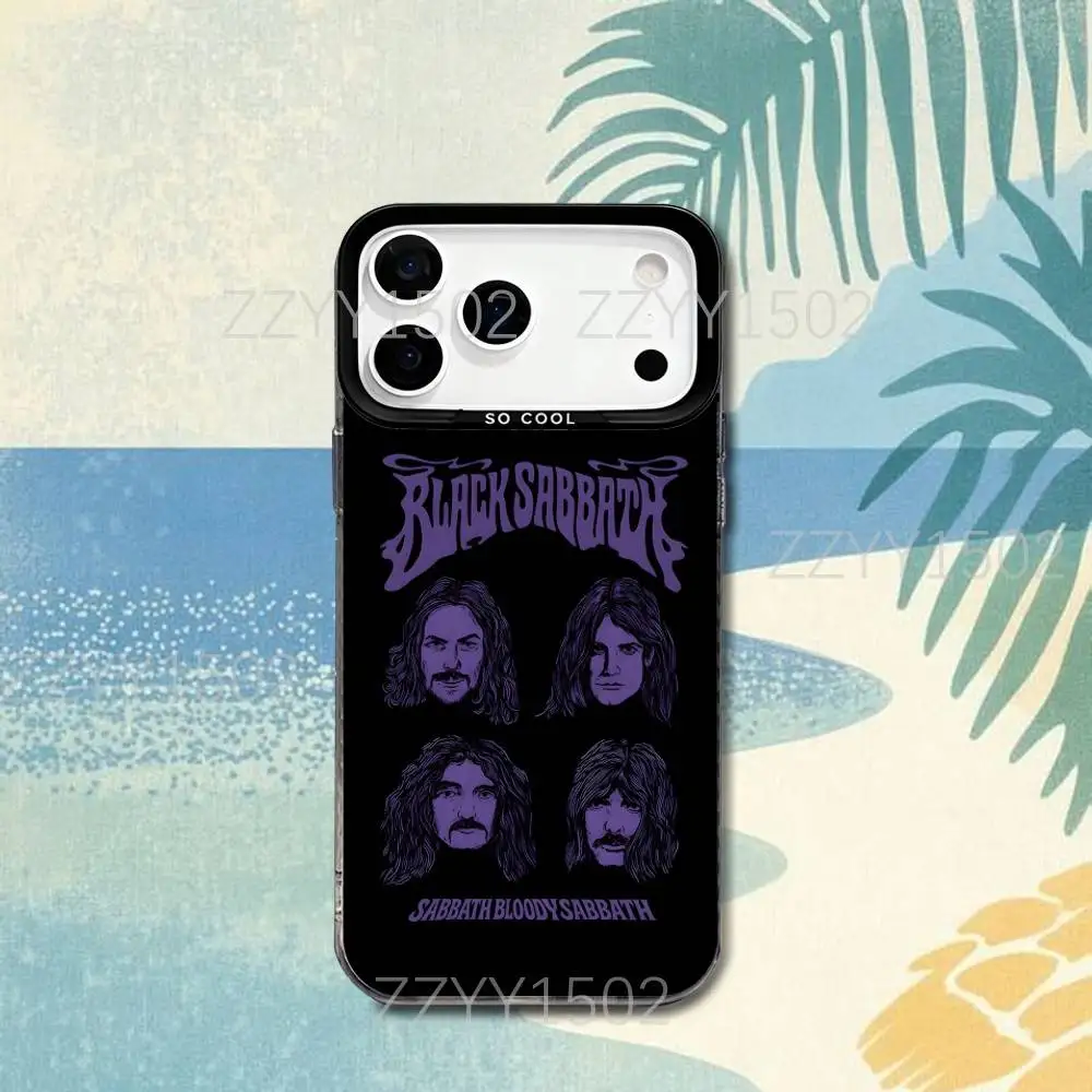 حافظة هاتف B-BlackS S-Sabbath Paranoid لهاتف iPhone 17,16,15,14,13,12,X,8,Pro,Max,Plus,SE4,Air, Mini HD Black IMD Matte