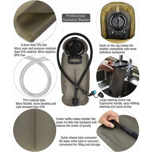 Imagen 2 del producto Bolsa de agua para tubo de beber desmontable de TPU, bolsa de gran capacidad para beber al aire libre, bolsa de depósito para correr, montañismo, 2L/2,5l/3L