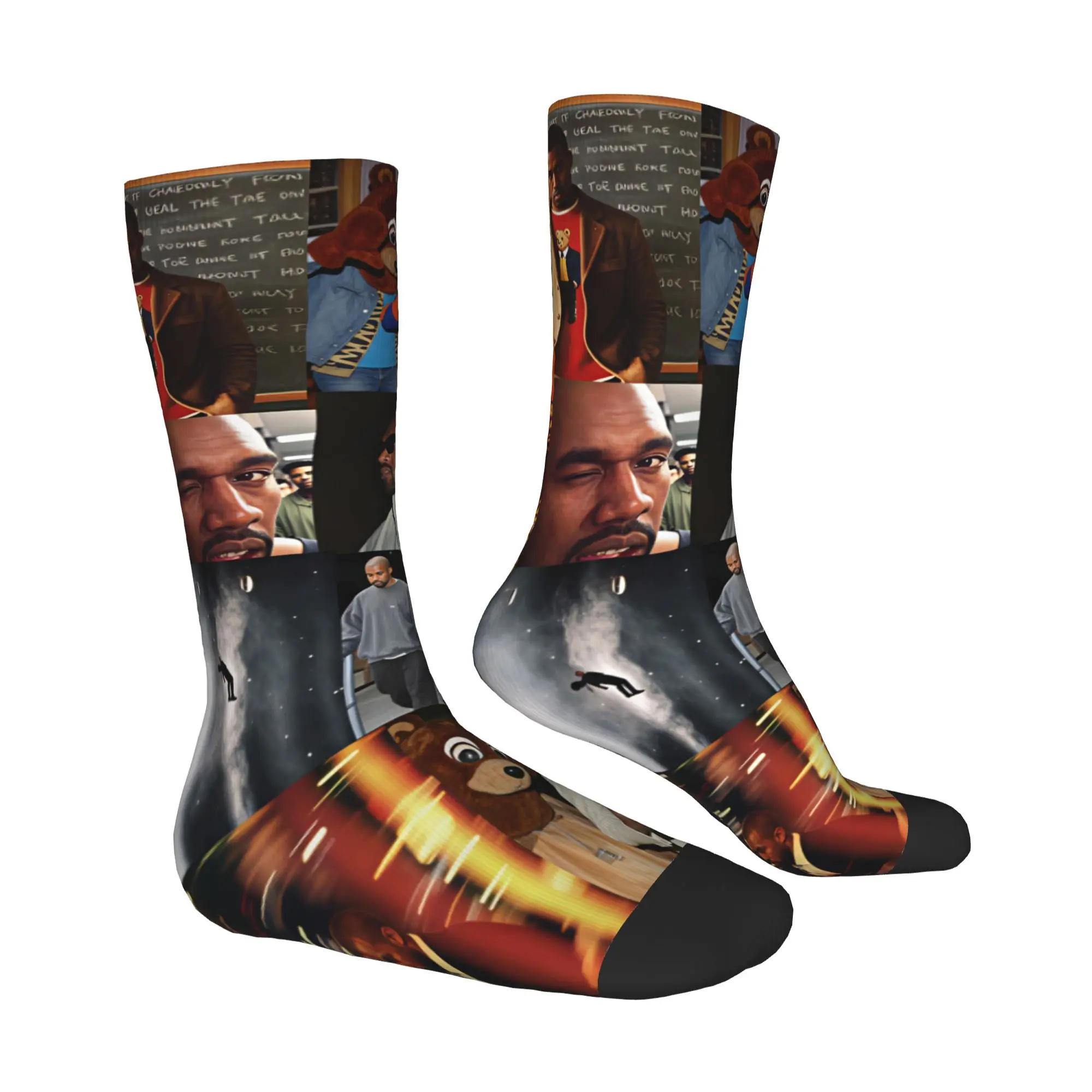 K-Kanye W-West Rapper Singer Dress Socks Men Women Warm Funny Novelty  Crew Socks