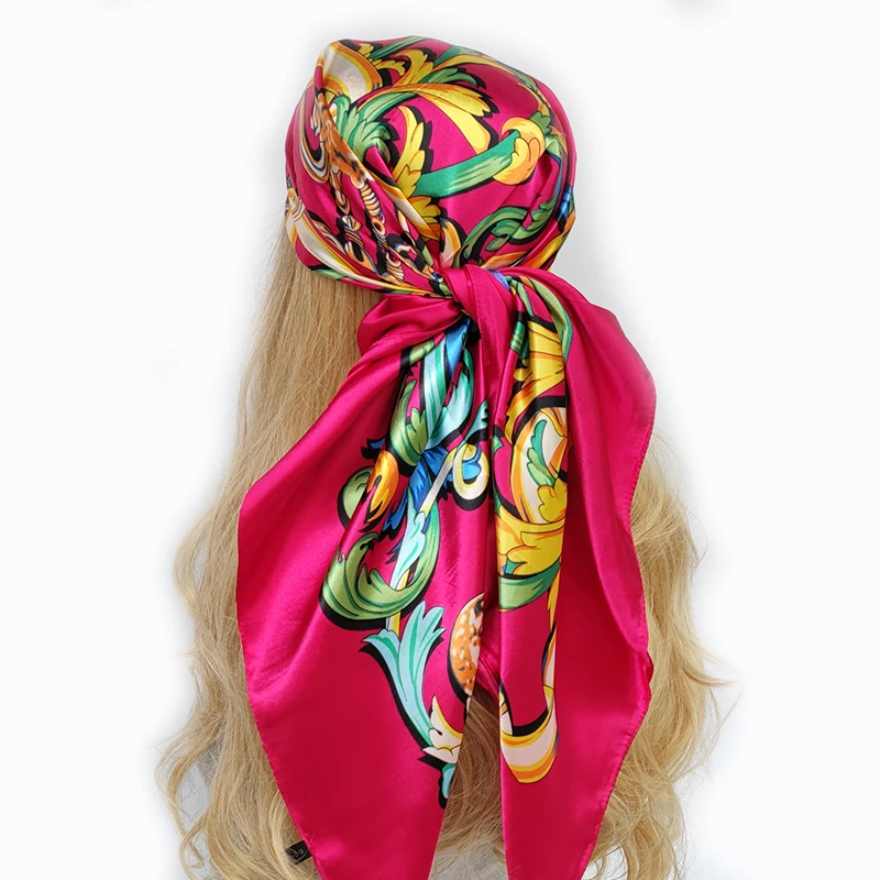 2023 Silk Scarf 90*90cm Luxury BrandDesigner Hair Print Head Large Handkerchief Hijab Shawl Women bandanna foulard muffler wrap