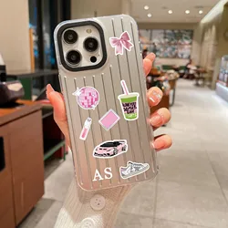 Personalised Customized Name Case For iPhone 16 pro 11 15 14 13 12 Pro Max fashion Initials Letters kafr saya Colored Cover