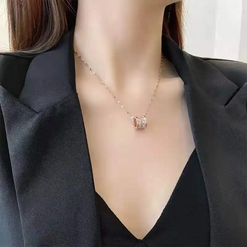316L Stainless Steel 3 Color Round Pendant Necklace Minimalist Style Beautiful Woman Jewelry Accessories On Neck image 3