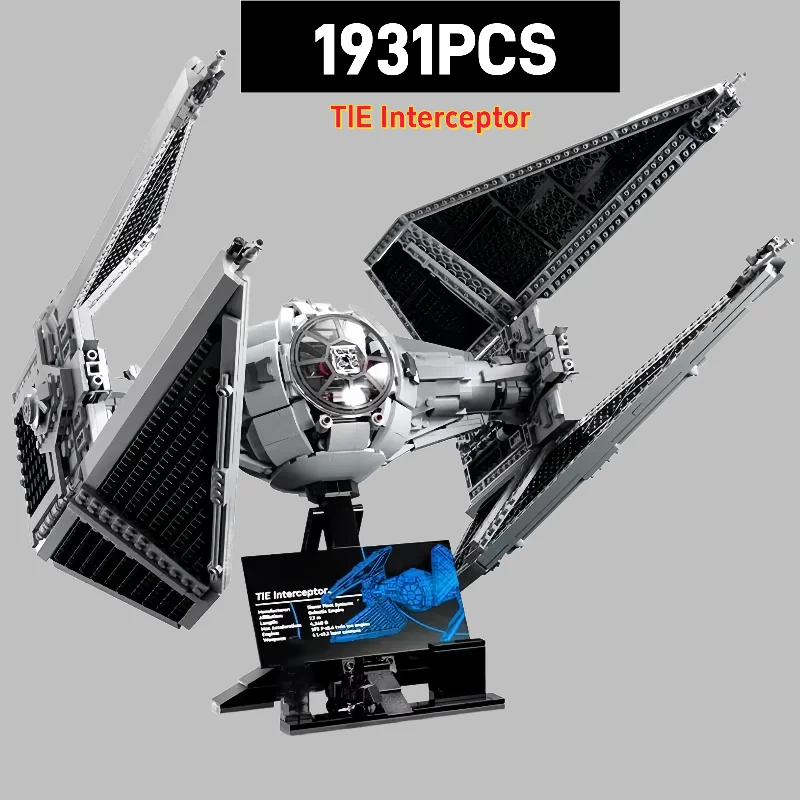 75382 NUEVO TIE Interceptor Starfighter 1931PCS Juego de construcción |   Modelo coleccionable de edición limitada con piloto Minifigure75382