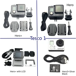 A Set for GoPro hero、hero+、hero+with LCD、 Hero3+Silver/Black Edition Action Sport Camera Accessory+Battery+Charging Data Cable