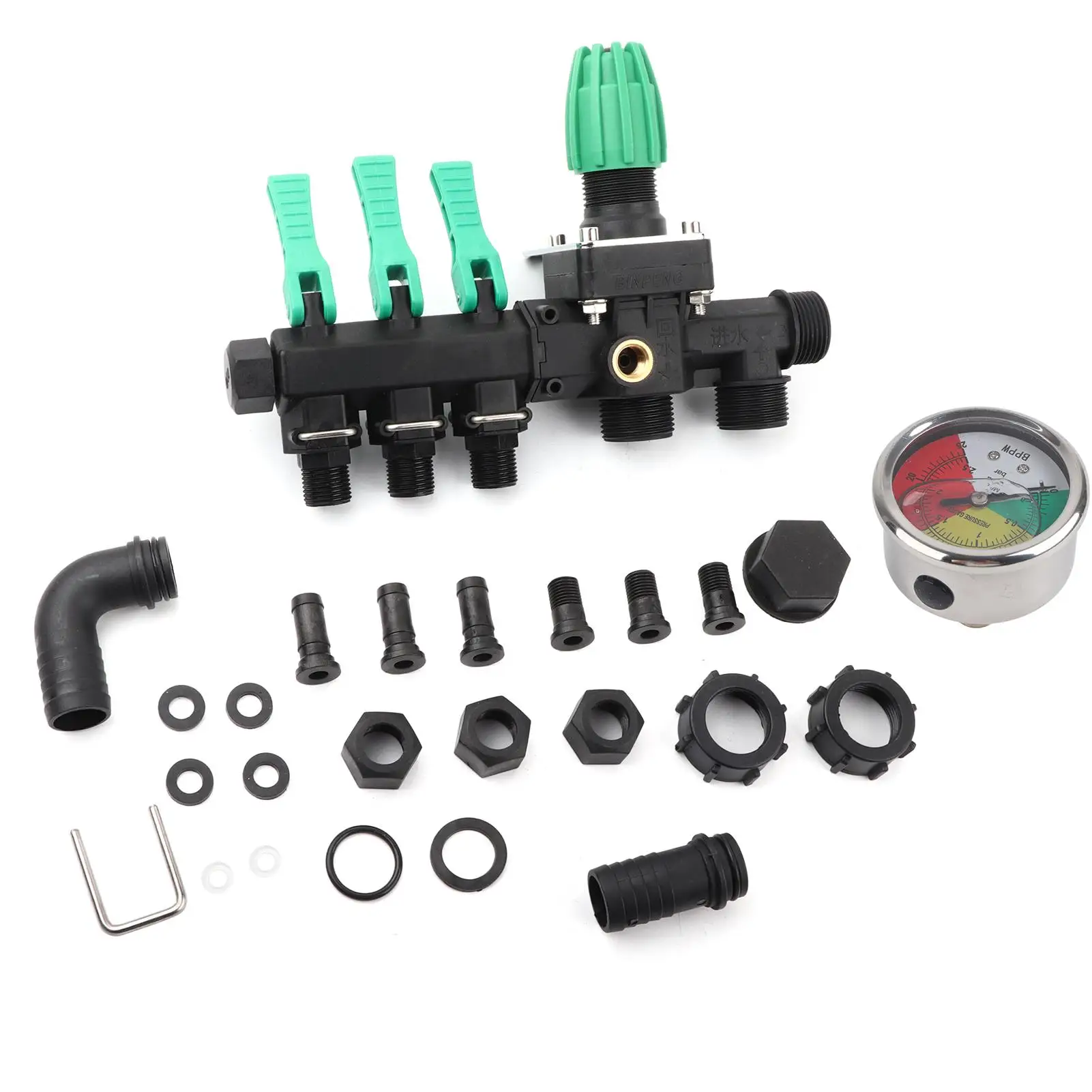 

3-Way Water Splitter Control Valve for Agricultural Sprayers - Regulated Shut-Off Connectors for Liquid Applications