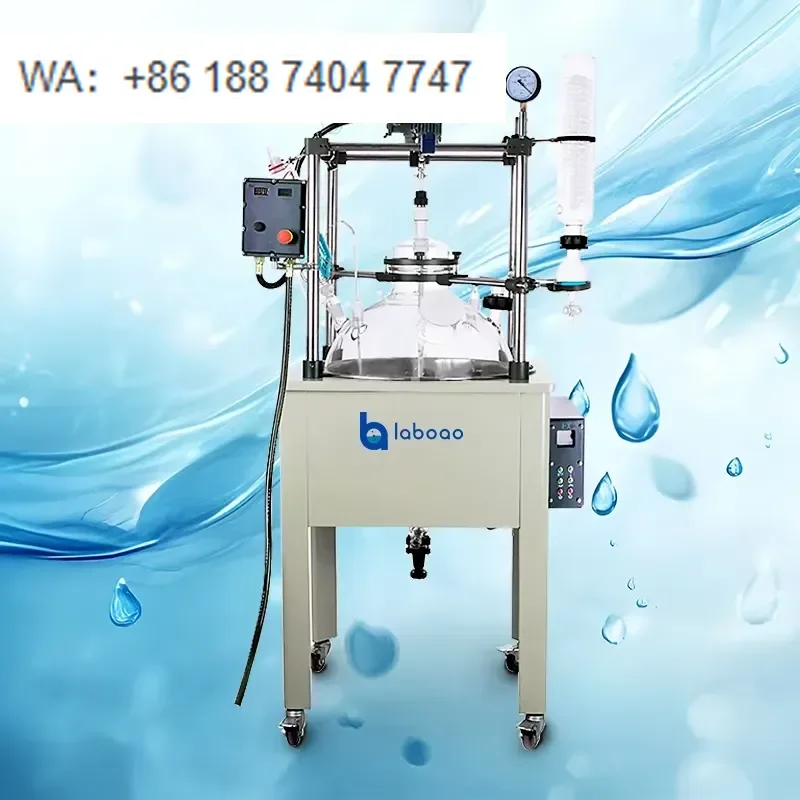 for Laboao 100L Single Layer Glass Reactor Automatic OEM Stainless Steel Frame 8KW Heating Power